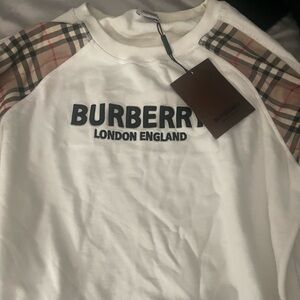 Burberry White Top with Plaid Accents